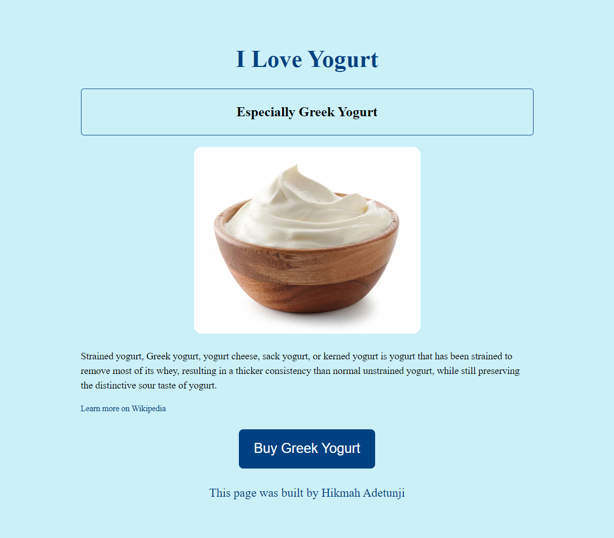 A yoghurt e-commerce store